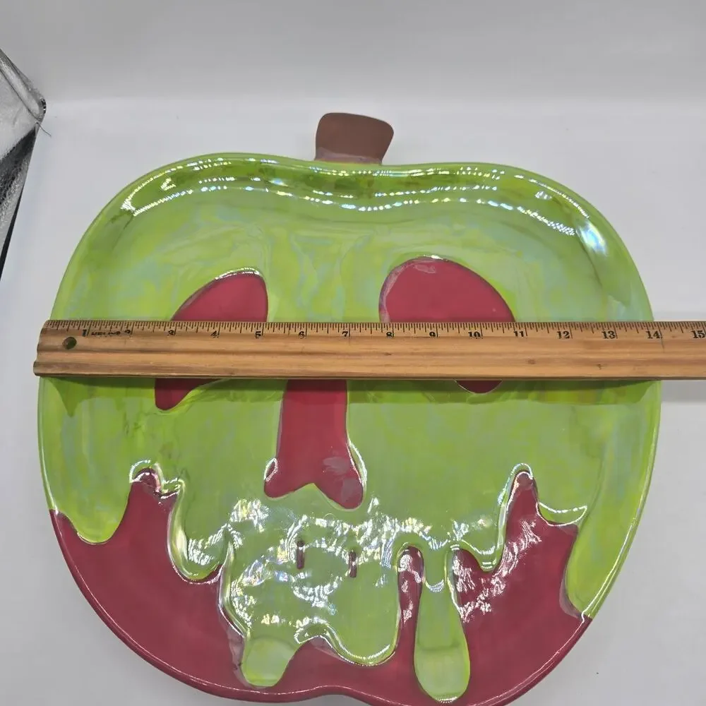 Disney Villains Poison Apple Large Serving Platter Green Red Halloween 14x14
